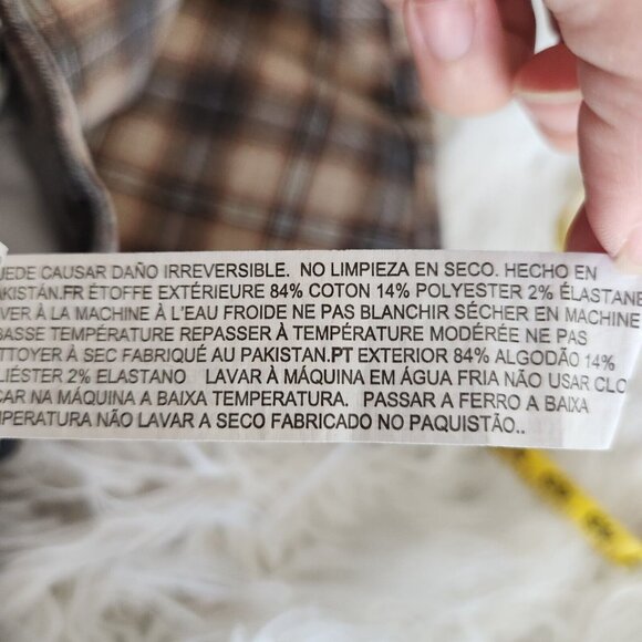 Y2K FOREVER 21 Plaid High Rise Flare Jeans 26 Stretch Raw Hem‎ Boho Hippie Pants - Picture 14 of 16